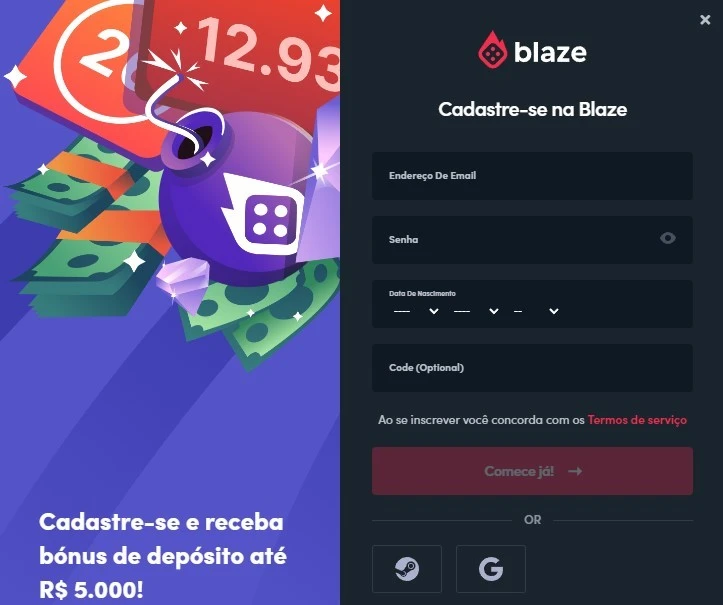 blaze registro casino Brasil